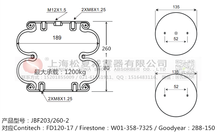 JBF203/260-2橡膠<a href='http://www.zkoepgr.com.cn/' target='_blank'><u>空氣彈簧</u></a>